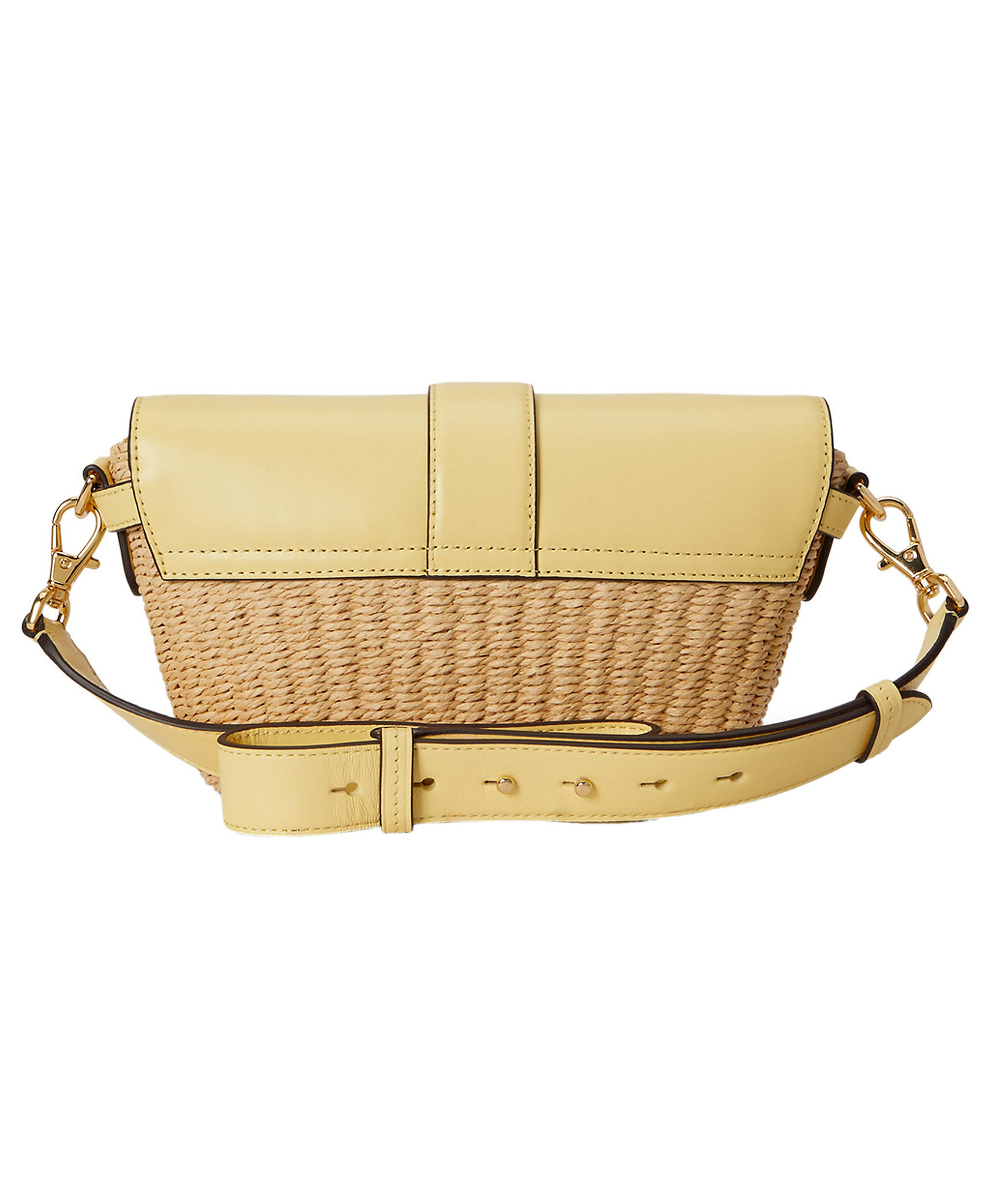 Lauren Ralph Lauren Lynden Small Straw-Leather Shoulder Bag - Yellow