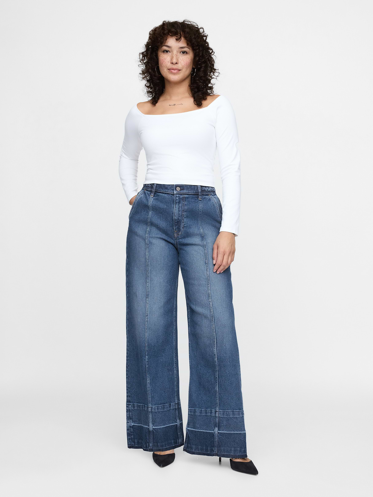 High Rise Stride Wide-Leg Jeans - Medium indigo