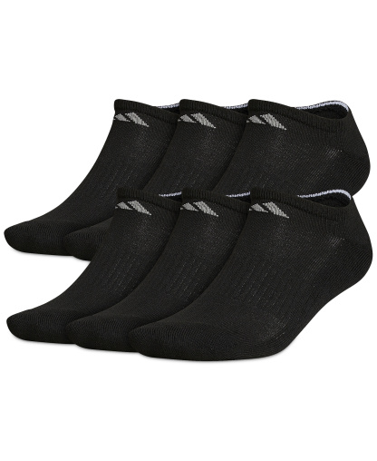 adidas Men's Cushioned Athletic 6-Pack No Show Socks - Black
