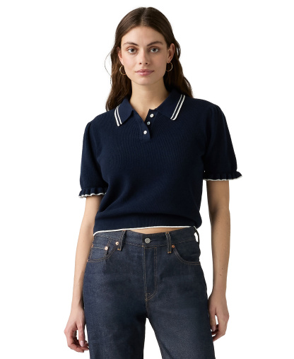 Levi's Premium Women's Short-Sleeve Pull-On Polo Shirt - Navy Blazer / Egret Navy Blazer / Egret