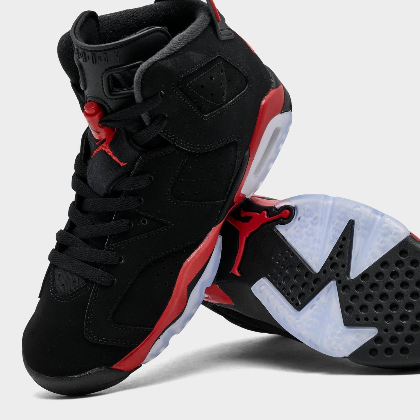 Big Kids' Air Jordan Retro 6 Basketball Shoes - Black/Light Crimson - view 3