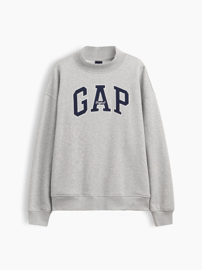 VintageSoft Oversized Mockneck Logo Sweatshirt - New heather grey