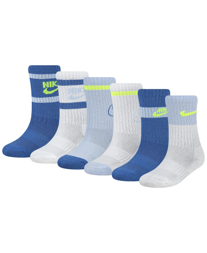 Nike Boys' and Girls' 4-7 Retro Crew Socks, 6-Pack - Star Blue