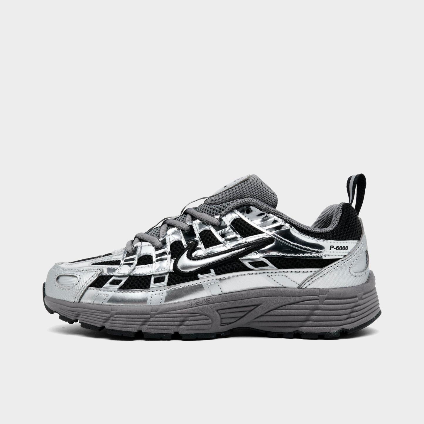 Little Kids' Nithtke P-6000 Casual Shoes - Black/Pencil Point/Dark Grey/Metallic Silver - Left shoe facing left. Outside of the shoe.
