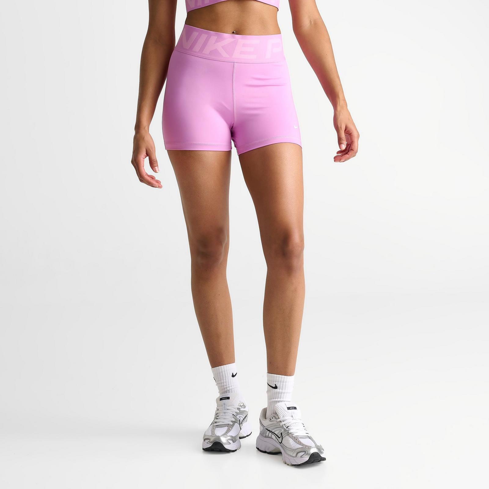 Women's Nike Pro Sculpt High-Waisted 3" Biker Shorts - Light Magenta/White