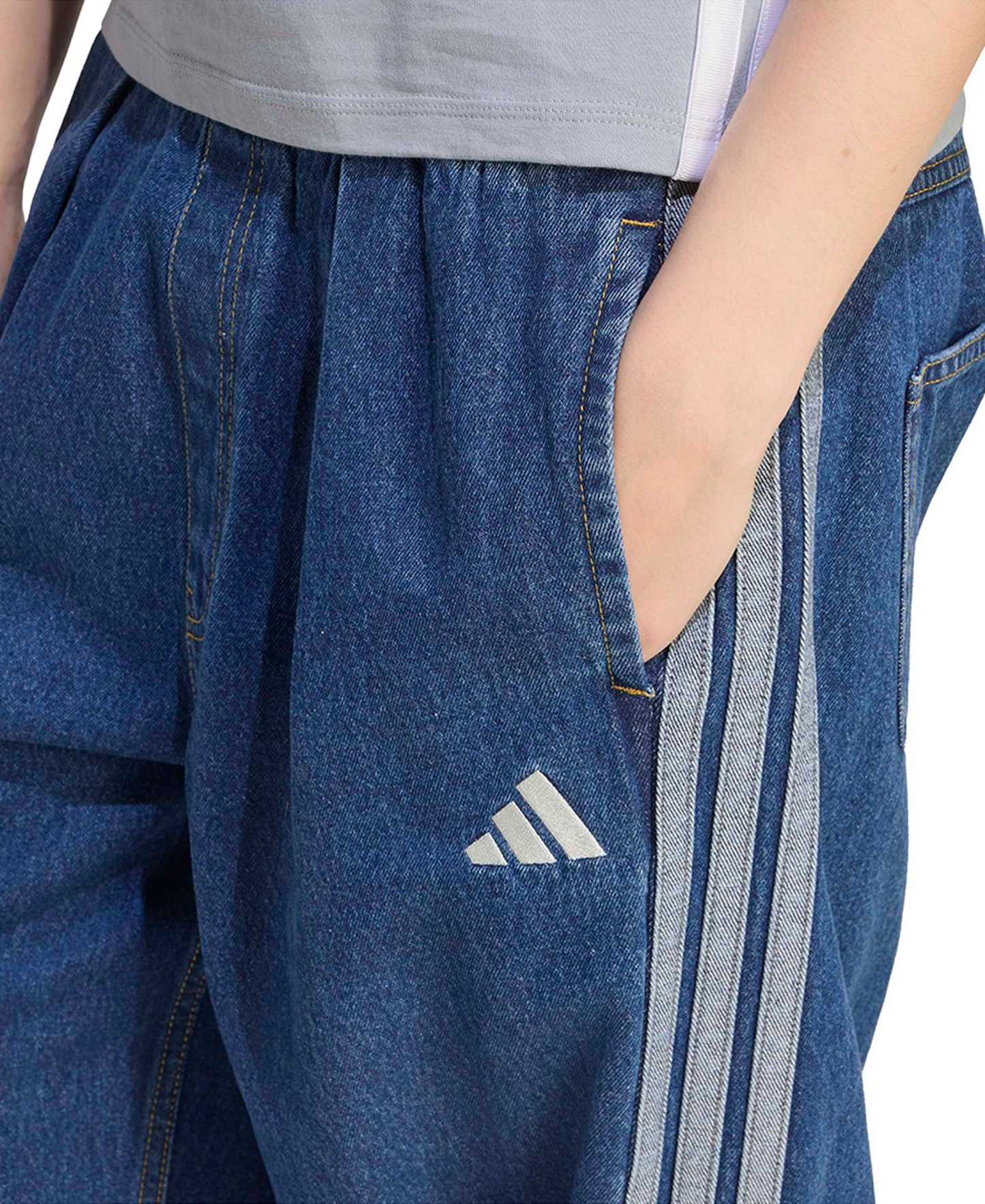 adidas Women's Stadium Washed Denim Loose-Fit Pants - Preloved Ink