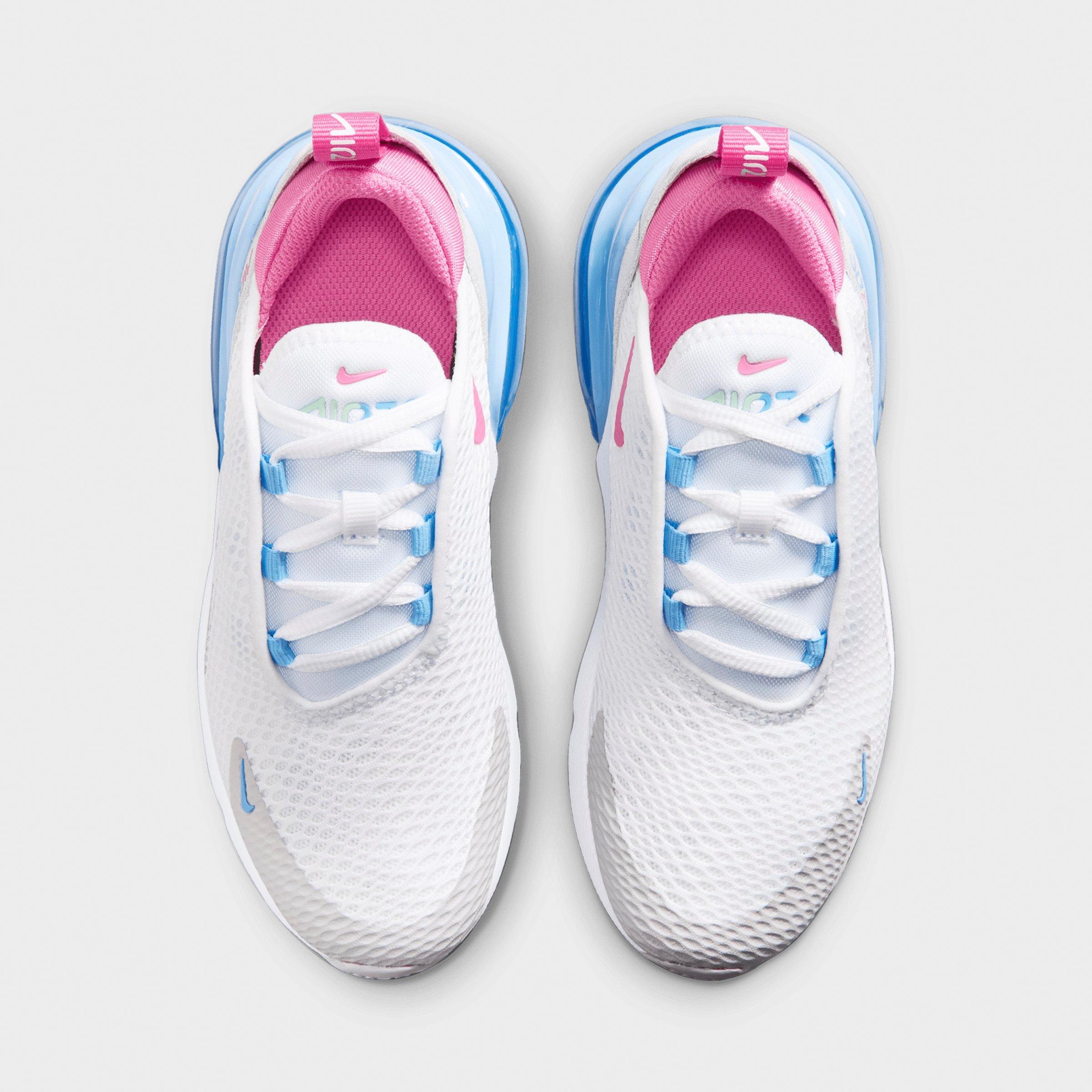 Little Kids' Nithtke Air Max 270 Casual Shoes - White/Football Blue/Arctic Green/Pinksicle - Top view