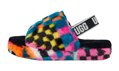 Fluff Yeah Slide Checks Sandal GS "Black / Multicolor" 1130390K BLKM - view 1