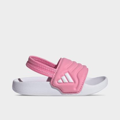 Kids' Toddler adidas adilette Estrap 2.0 Slide Sandals - Bliss Pink/Cloud White/Bliss Pink - Left shoe facing left. Outside of the shoe.