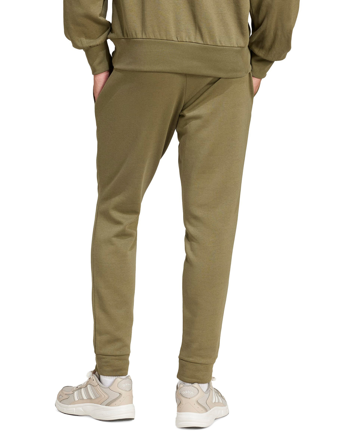 adidas Men's Essentials Feel Cozy Fleece Pants - Olive Strata/Black
