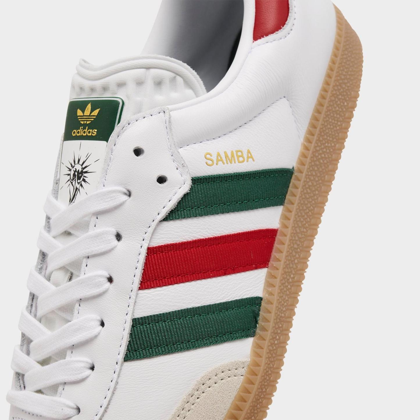 Men's adidas Originals Samba OG FIFA World Cup 2026 Mexico Casual Shoes - White/Better Scarlet/Team Dark Green - view 3