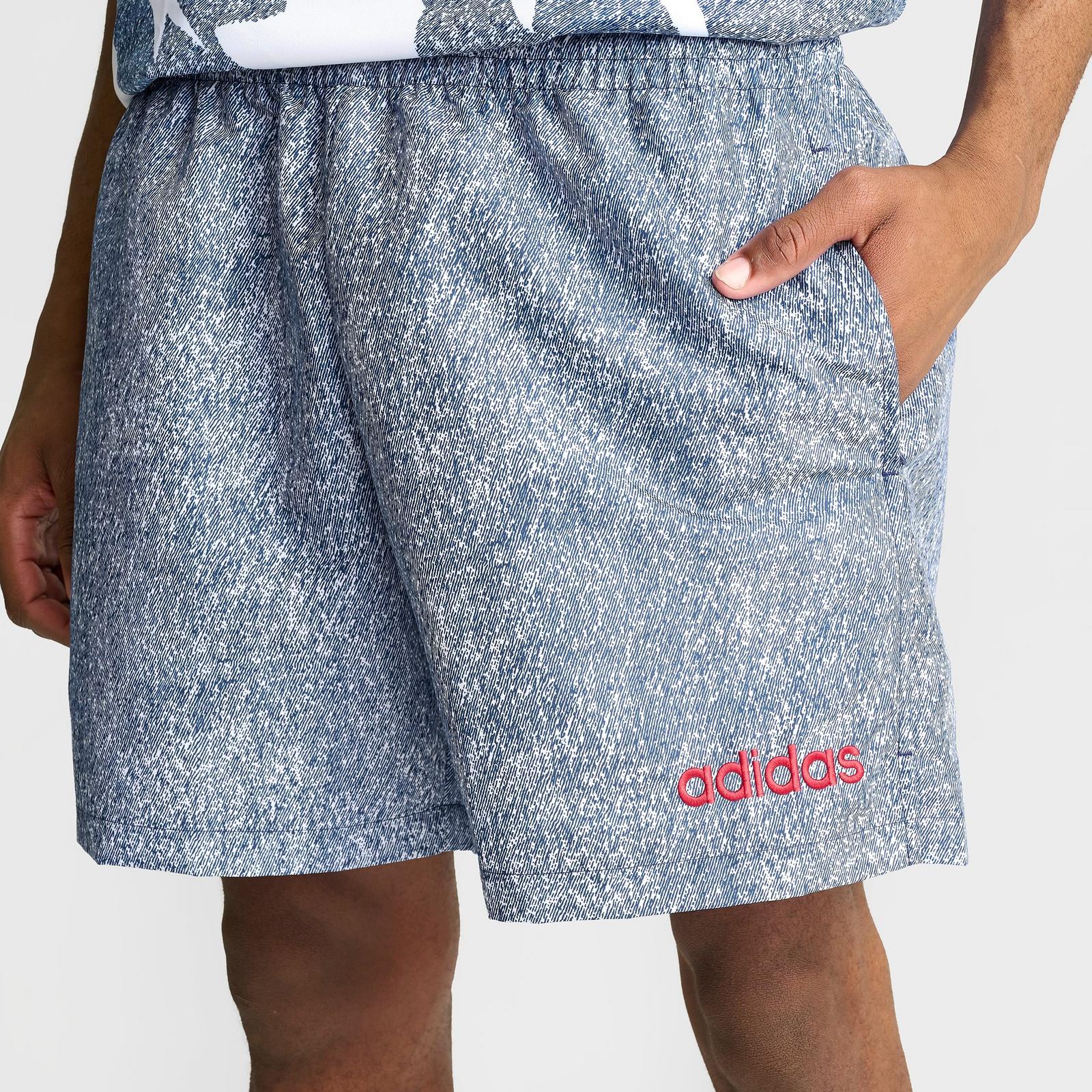 Men's adidas Denim Graphic Shorts - White/Dark Blue - view 5