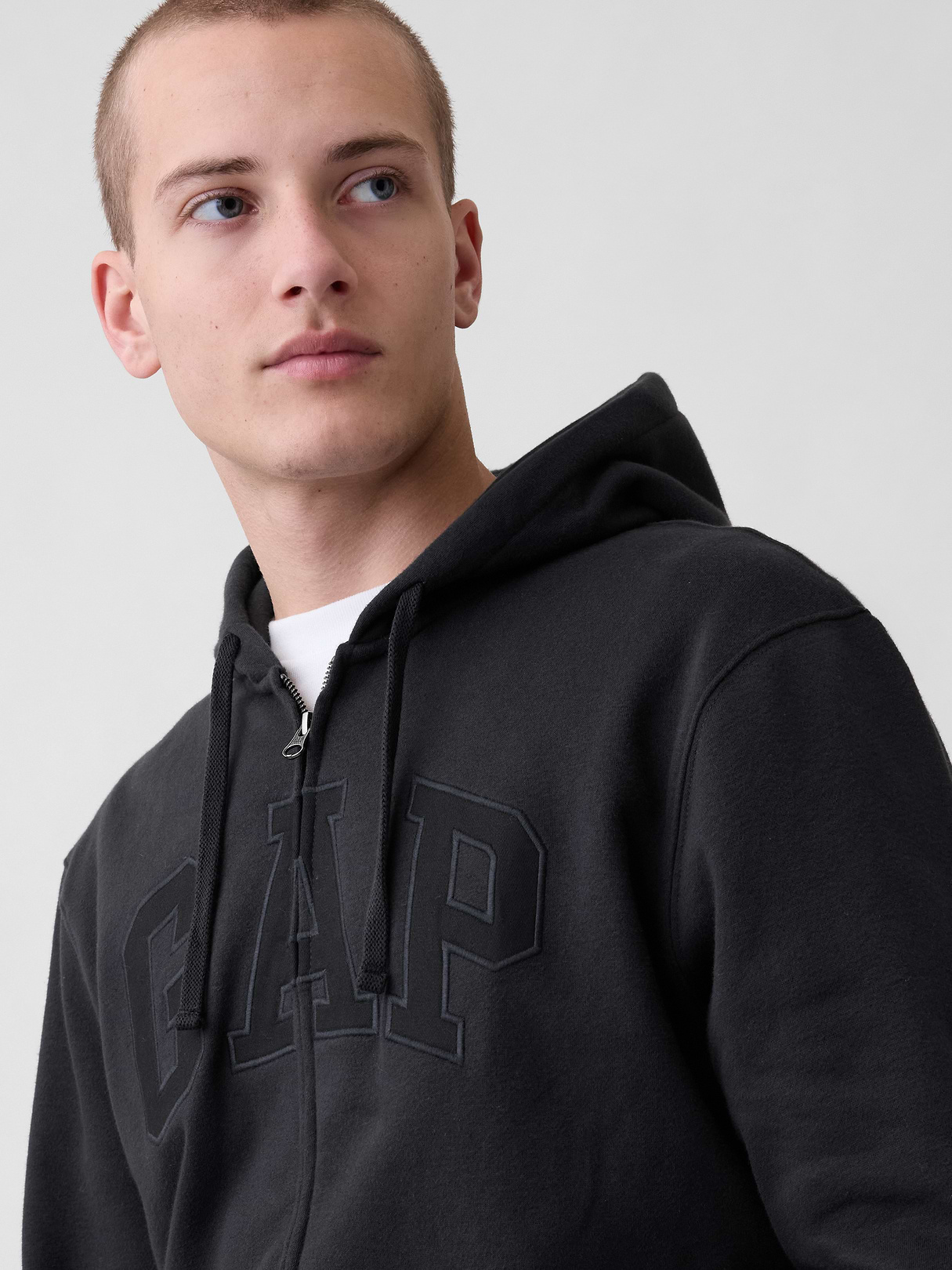 Adult VintageSoft Arch Logo Zip Hoodie - Black grey