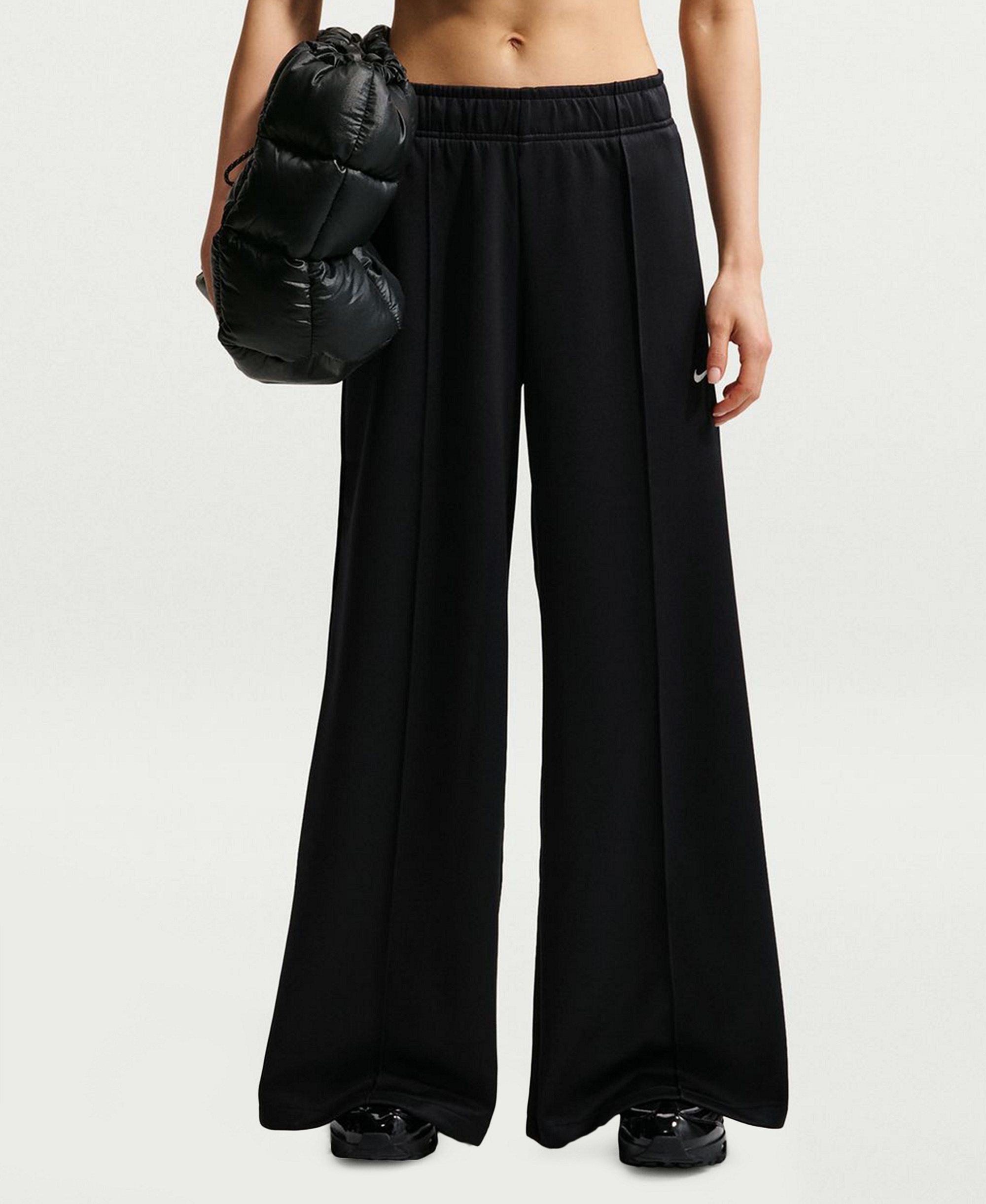 Nike Women's Sportswear Mid-Rise Wide-Leg Track Pants - Black/Sail