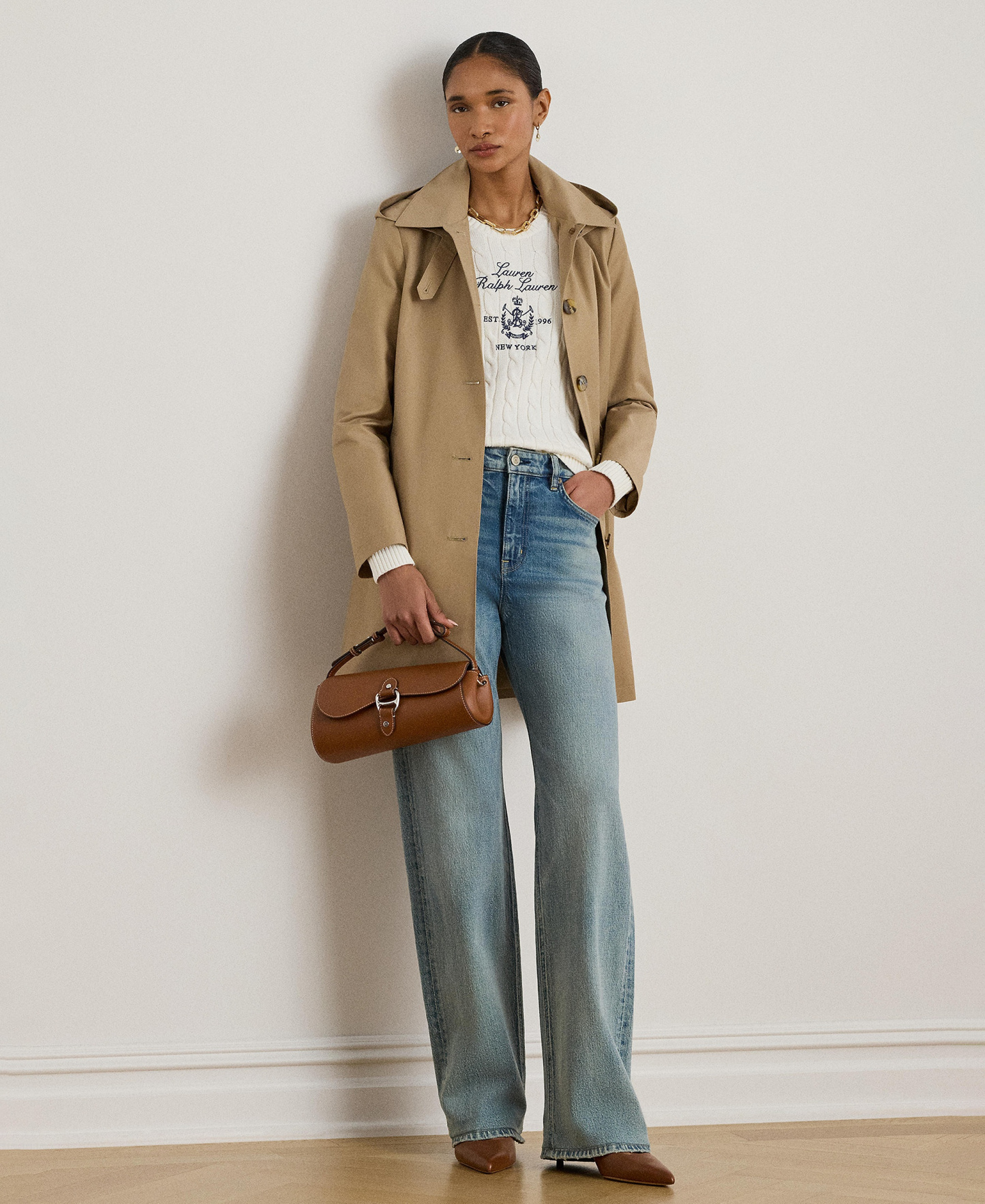 Lauren Ralph Lauren Women's Hooded Water-Resistant A-Line Raincoat, Created for Macy's - Sand