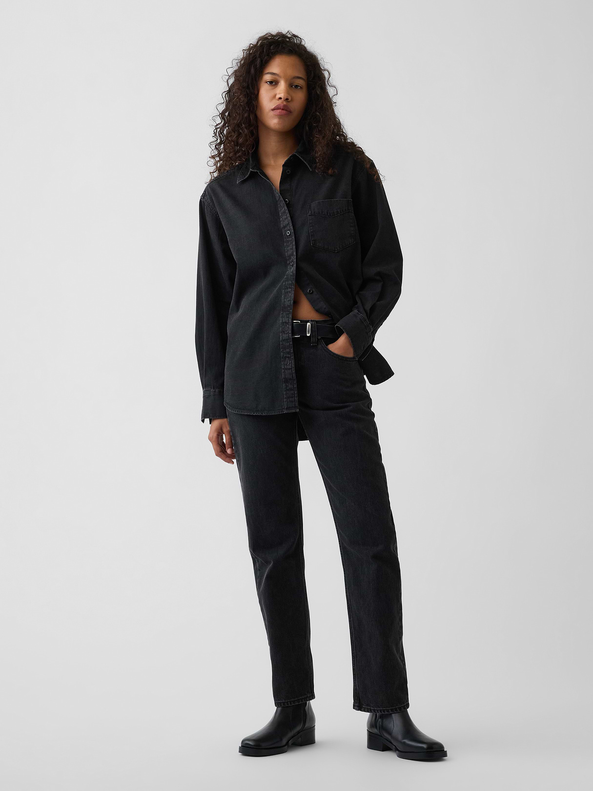 Denim Big Shirt - Black wash
