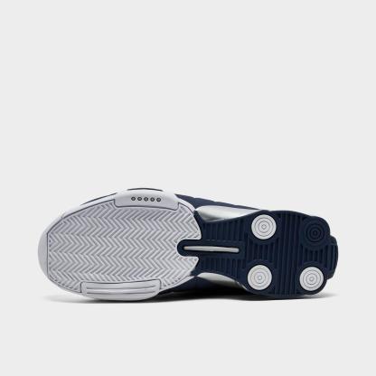 Men's Nike Shox BB4 Basketball Shoes - White/Midnight Navy/Metallic Silver