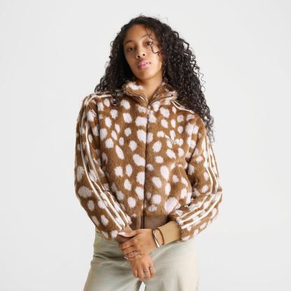 Women's adidas Originals Firebird Animal Print Track Jacket - Brown Desert