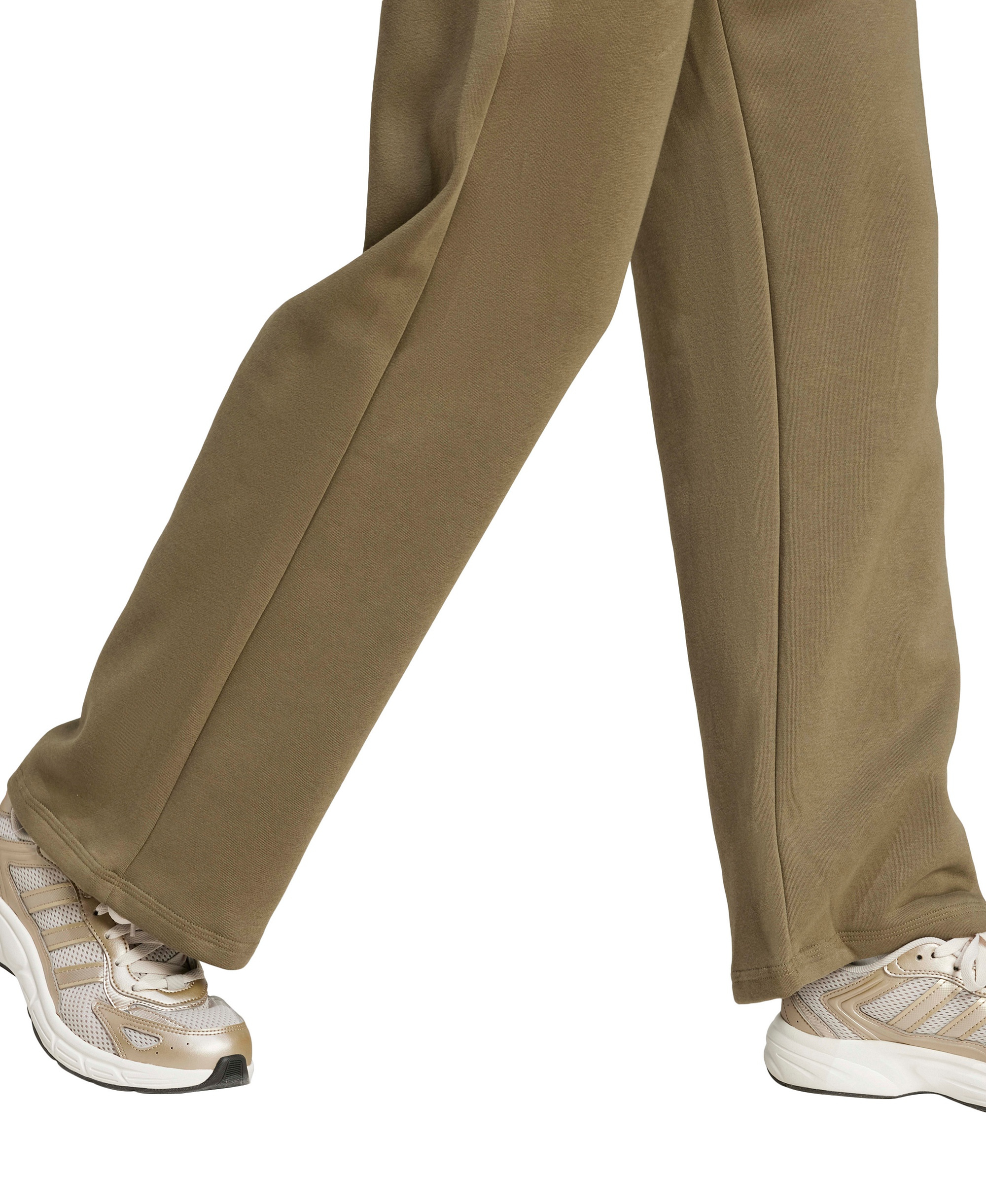 adidas Women's Essentials Small Logo Feel Cozy Open Hem Pants - Olive Strata/White