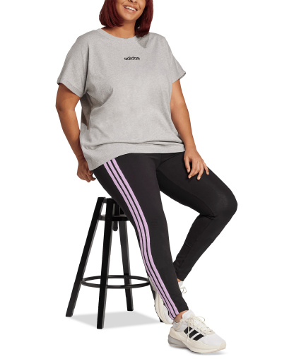 adidas Plus Size Essentials 3-Stripes Cotton Leggings - Black/Clear Pink
