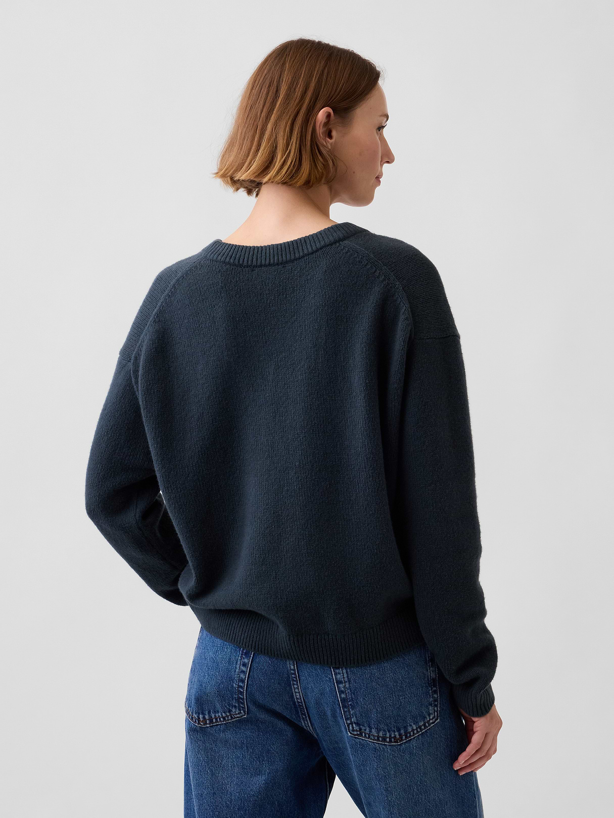 CashSoft Oversized V-Neck Sweater - Forest green