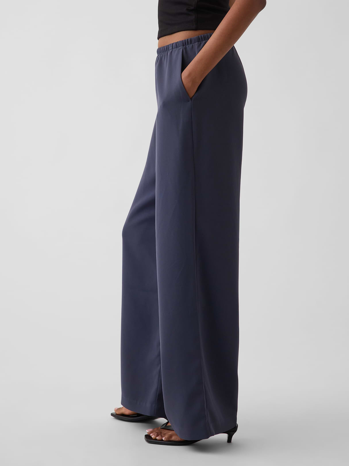 Easy Wide-Leg Pants - Blue slate