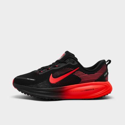 Big Kids' Nithtke Vomero 18 Running Shoes - Part 1 - Black/University Red/Anthracite/Bright Crimson - Left shoe facing left. Outside of the shoe.