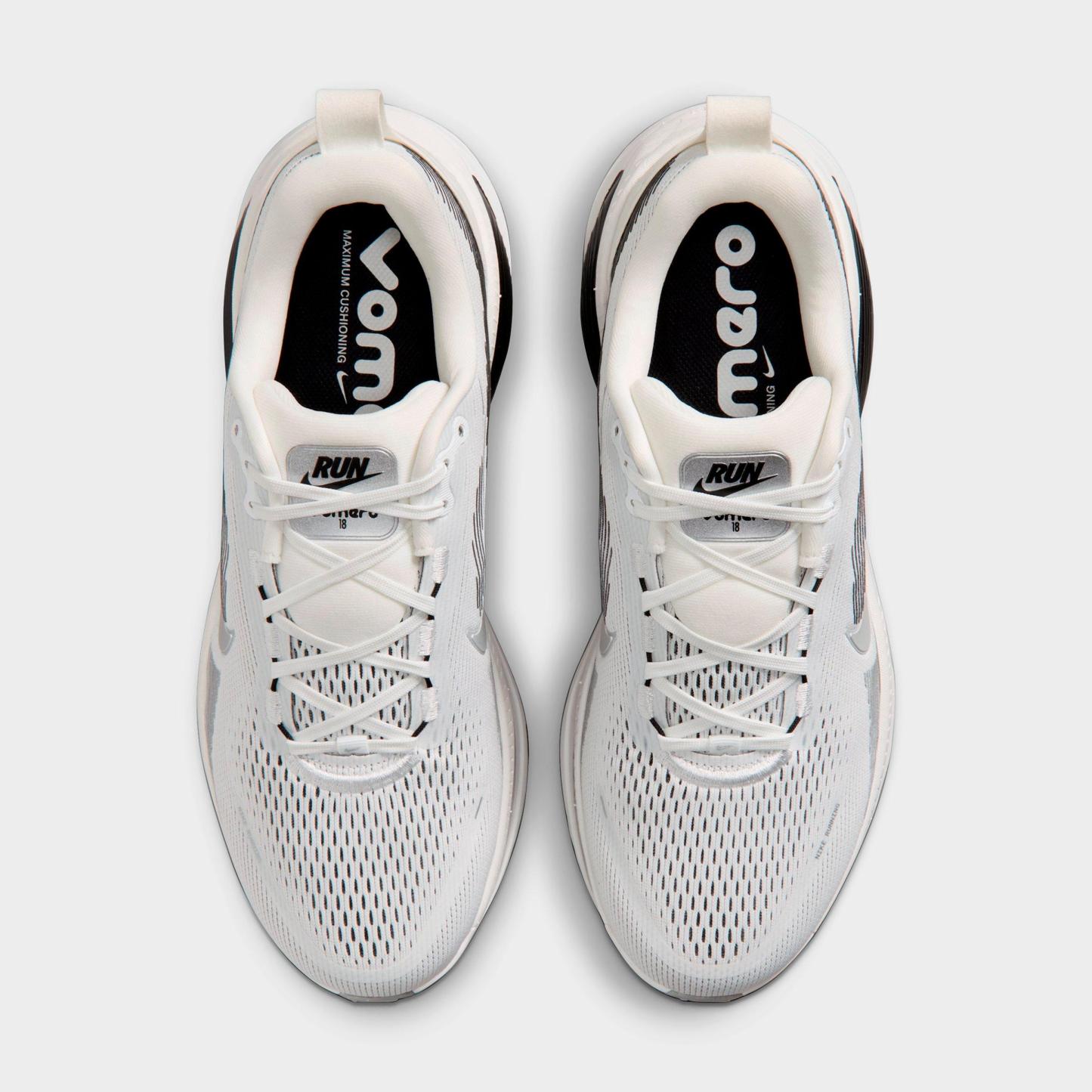 Men's Nithtke Vomero 18 Running Shoes - Part 2 - Summit White/Black/Off White/Metallic Silver - Top view