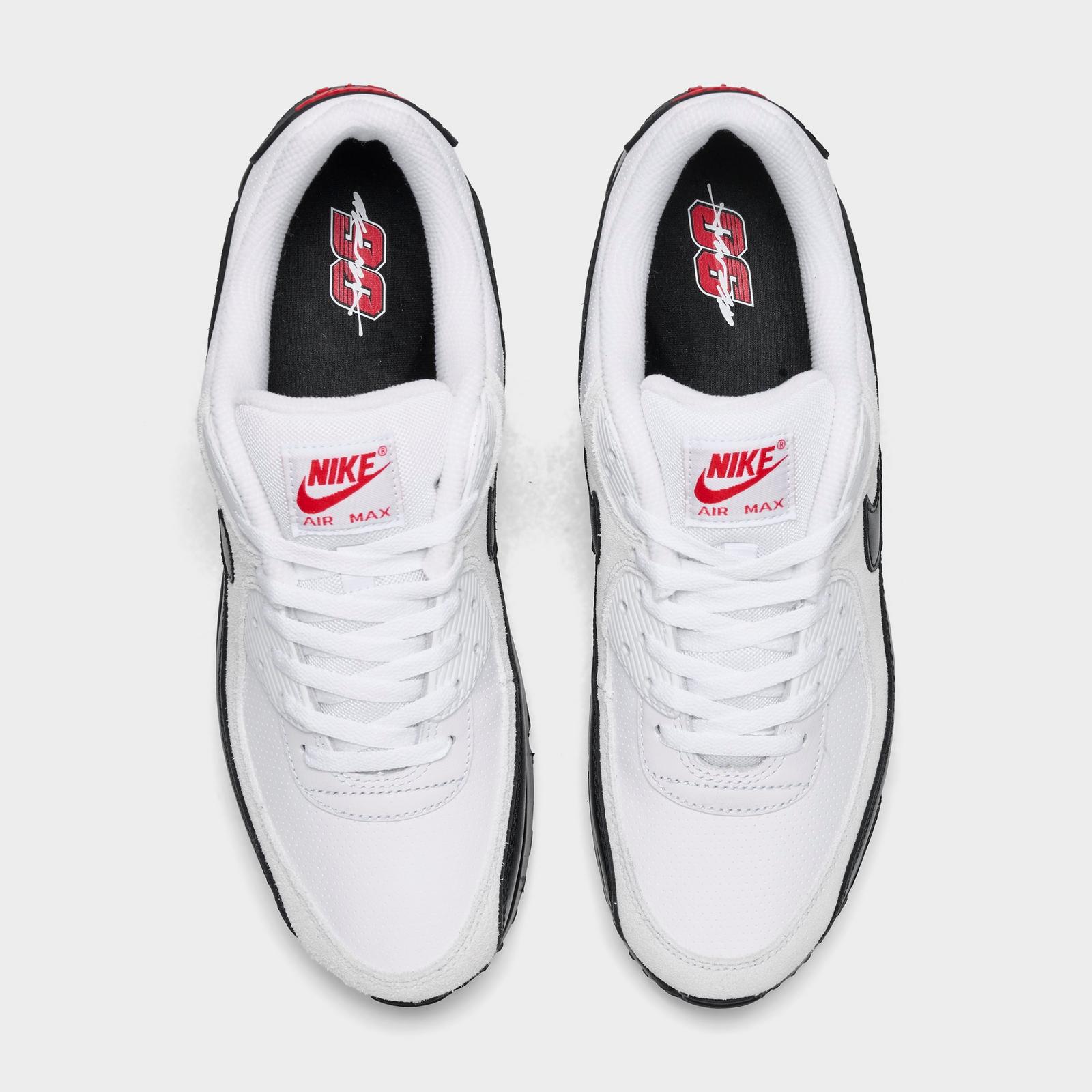Men's Nike Air Max 90 Casual Shoes - White/Black/University Red