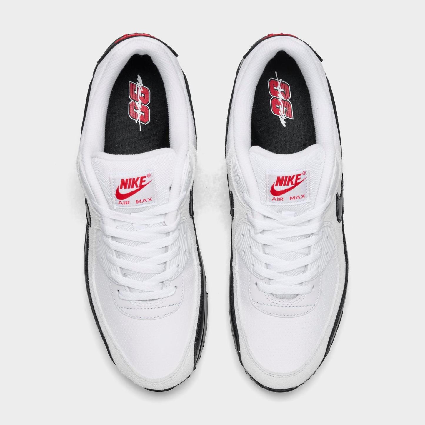 Men's Nike Air Max 90 Casual Shoes - White/Black/University Red