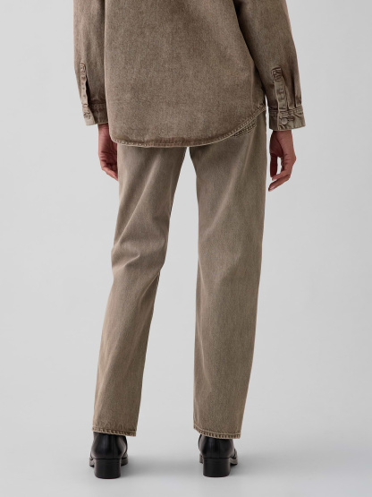 Mid Rise Straight Taper Jeans - Brown acid wash