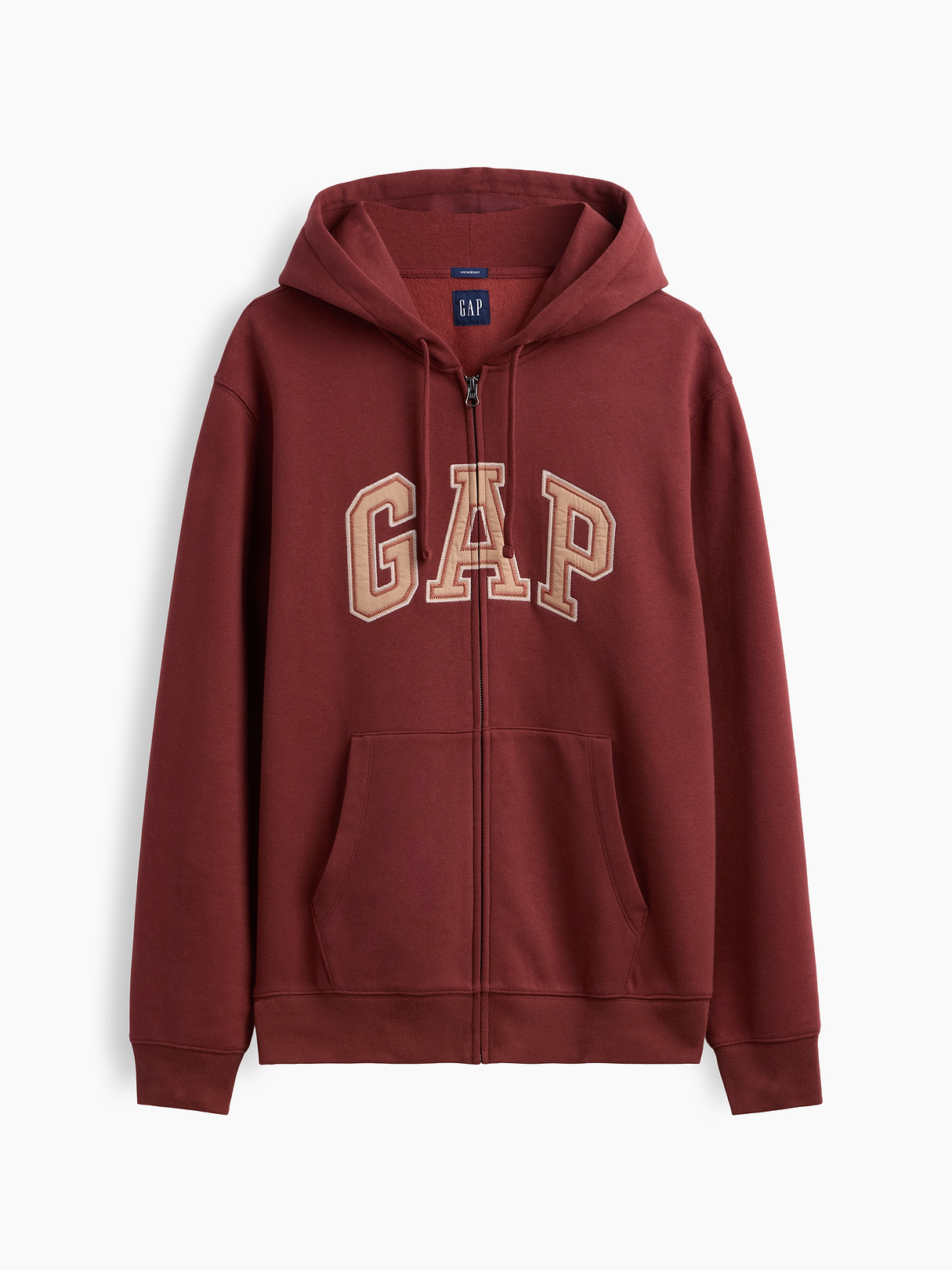 Adult VintageSoft Arch Logo Zip Hoodie - Burnt russet brown