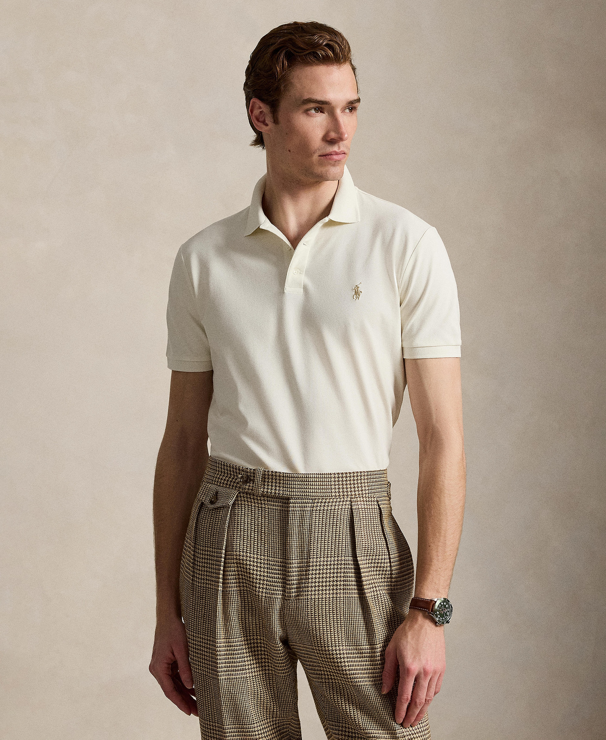 Polo Ralph Lauren Men's Classic-Fit Stretch Mesh Polo Shirt - Pale Cream