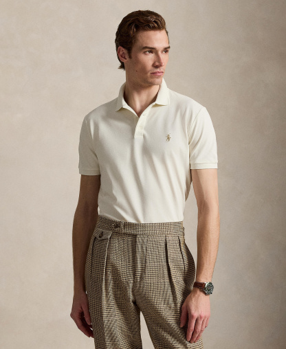 Polo Ralph Lauren Men's Classic-Fit Stretch Mesh Polo Shirt - Pale Cream