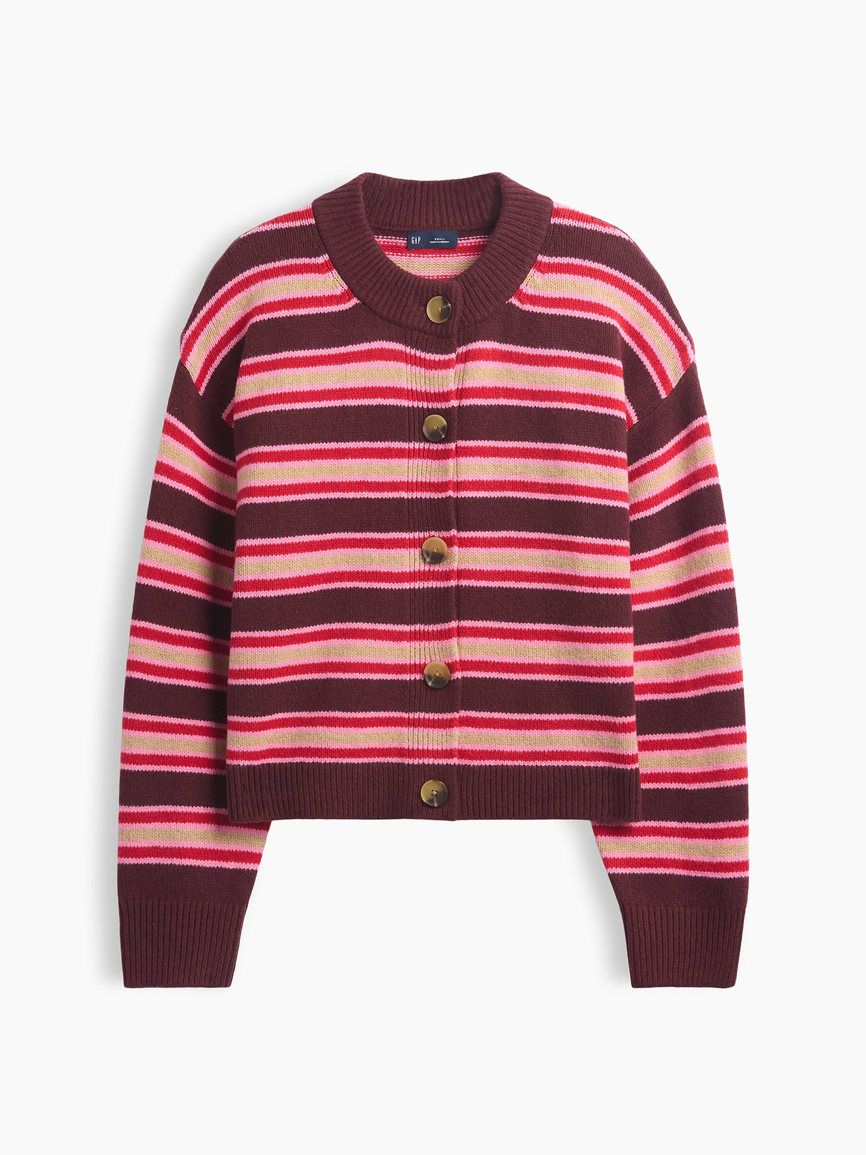 CashSoft Oversized Chunky Cardigan - Purple burgundy & pink stripe