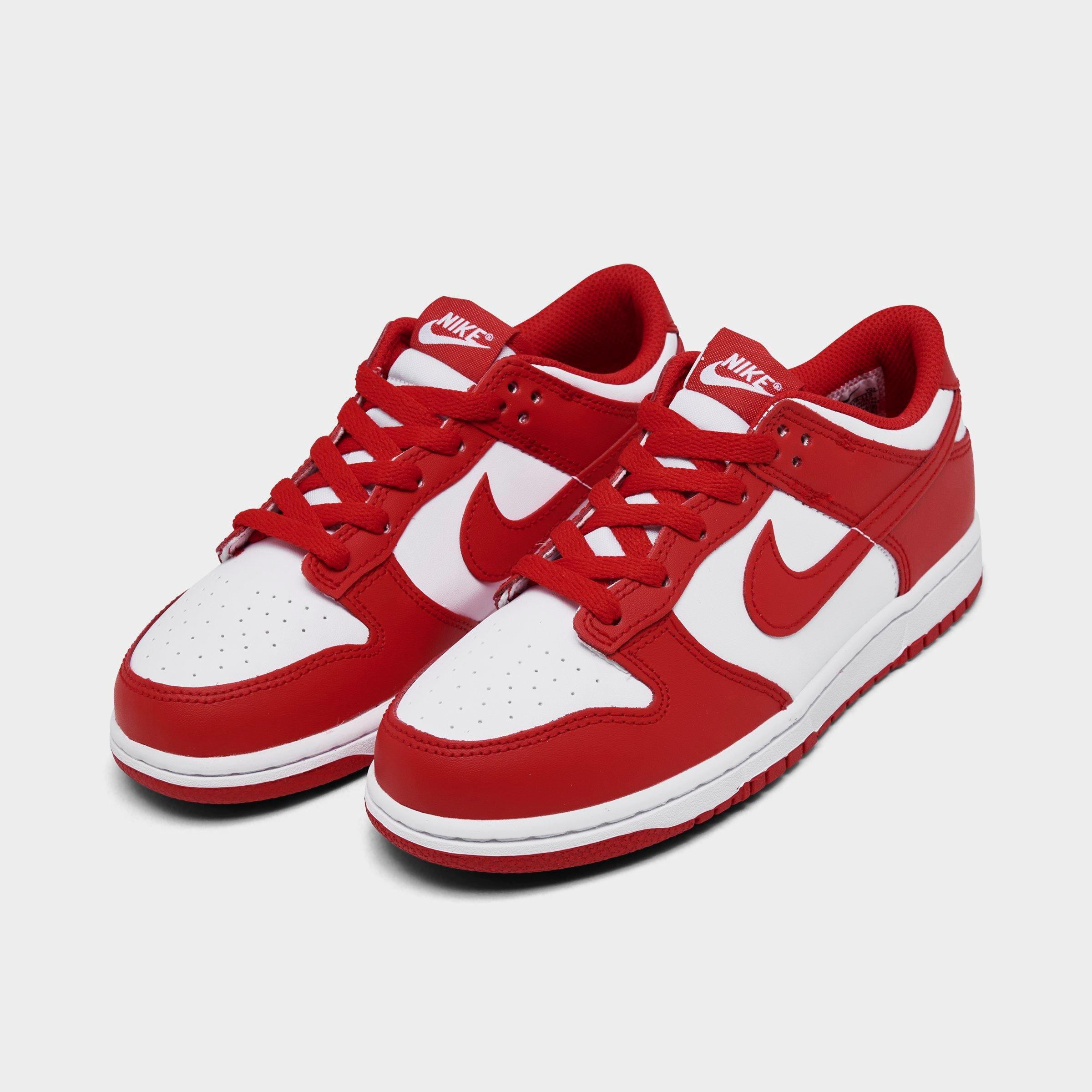 Little Kids' Nithtke Dunk Low Casual Shoes - Part 2 - White/University Red - Both shoes facing left