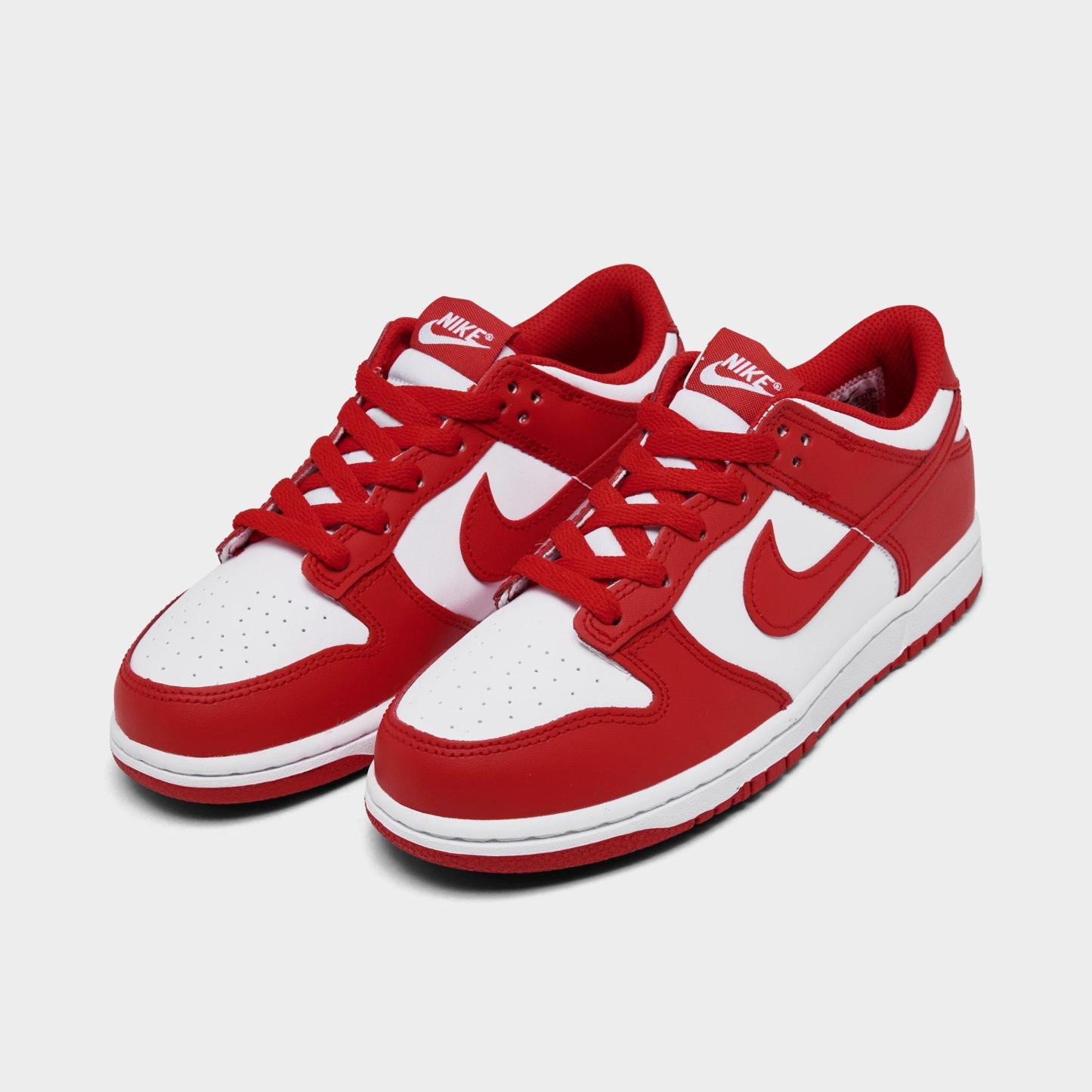 Little Kids' Nithtke Dunk Low Casual Shoes - Part 2 - White/University Red - Both shoes facing left