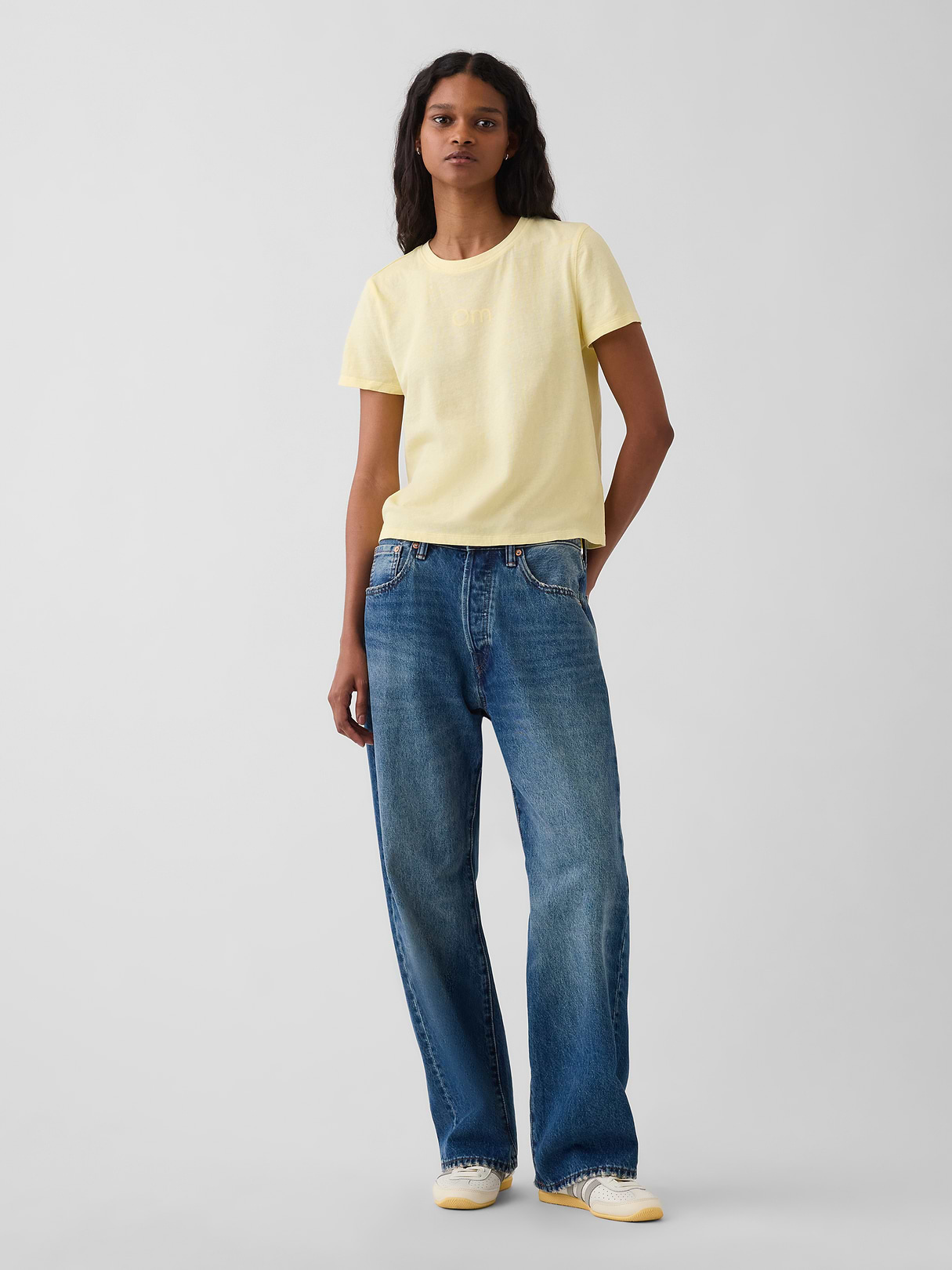 100% Cotton Authentic Shrunken T-Shirt - Om yellow