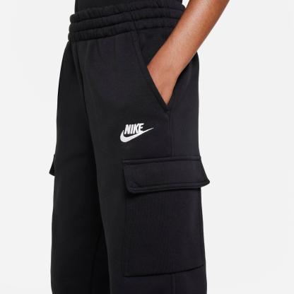 Big Kids' Nithtke Sportswear Club Fleece Cargo Jogger Pants - Black/Black/White