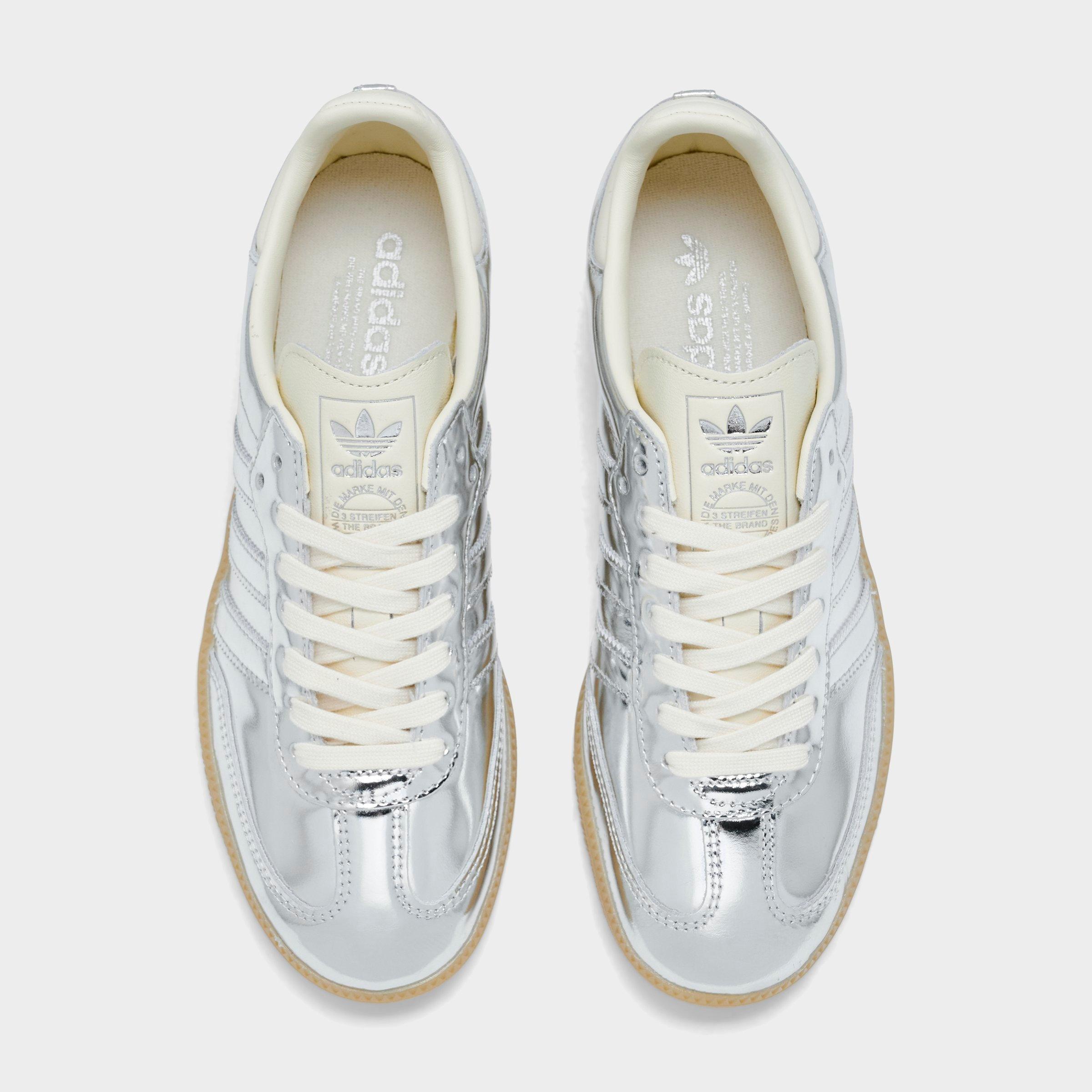Women's adidas Originals Samba OG Casual Shoes - Part 5 - Silver Metallic/Silver Metallic/Gum - Top view