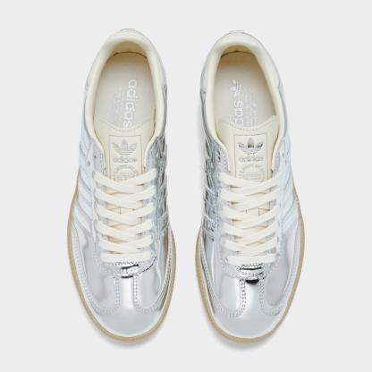 Women's adidas Originals Samba OG Casual Shoes - Part 5 - Silver Metallic/Silver Metallic/Gum - Top view