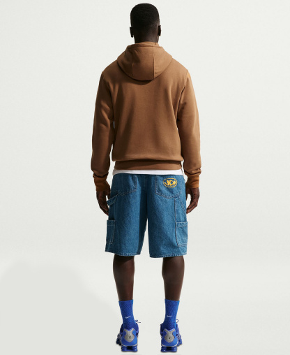 Nike Men's Club Pullover Fleece Hoodie Logo - Ale Brown/White