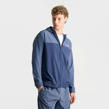 Men's New Balance Sport Essentials Woven Full-Zip Jacket - Navy/Vintage Indigo - view 3