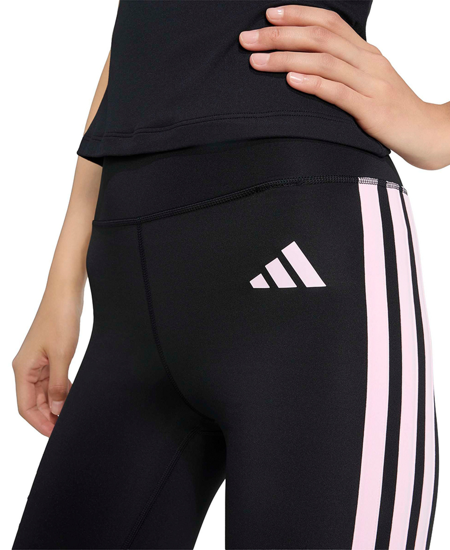 adidas Women's Optime Essentials 3-Stripes Flared Leggings - Black/Pink