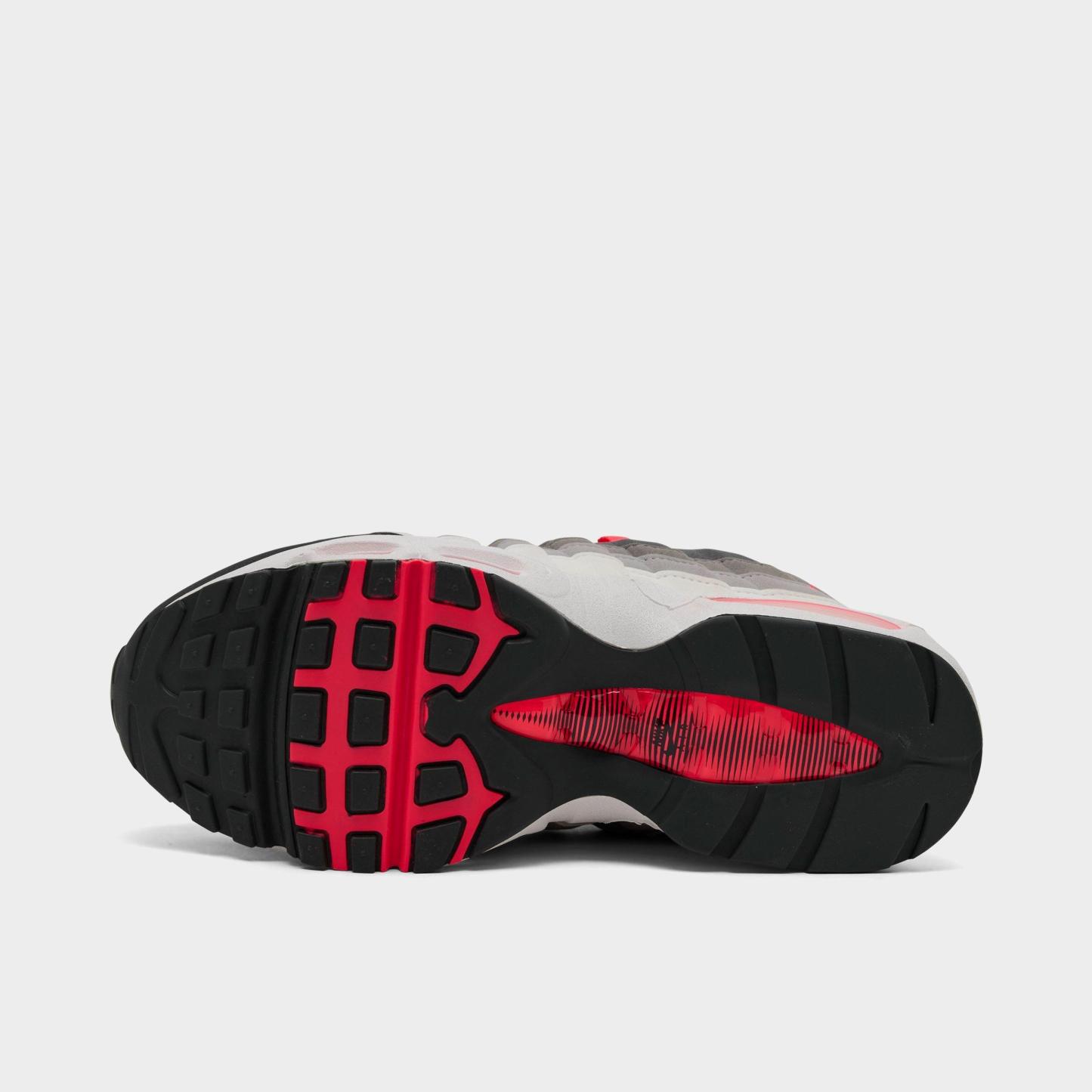 Big Kids' Nithtke Air Max 95 Big Bubble SE Casual Shoes - Anthracite/Solar Red/Light Graphite - Bottom view