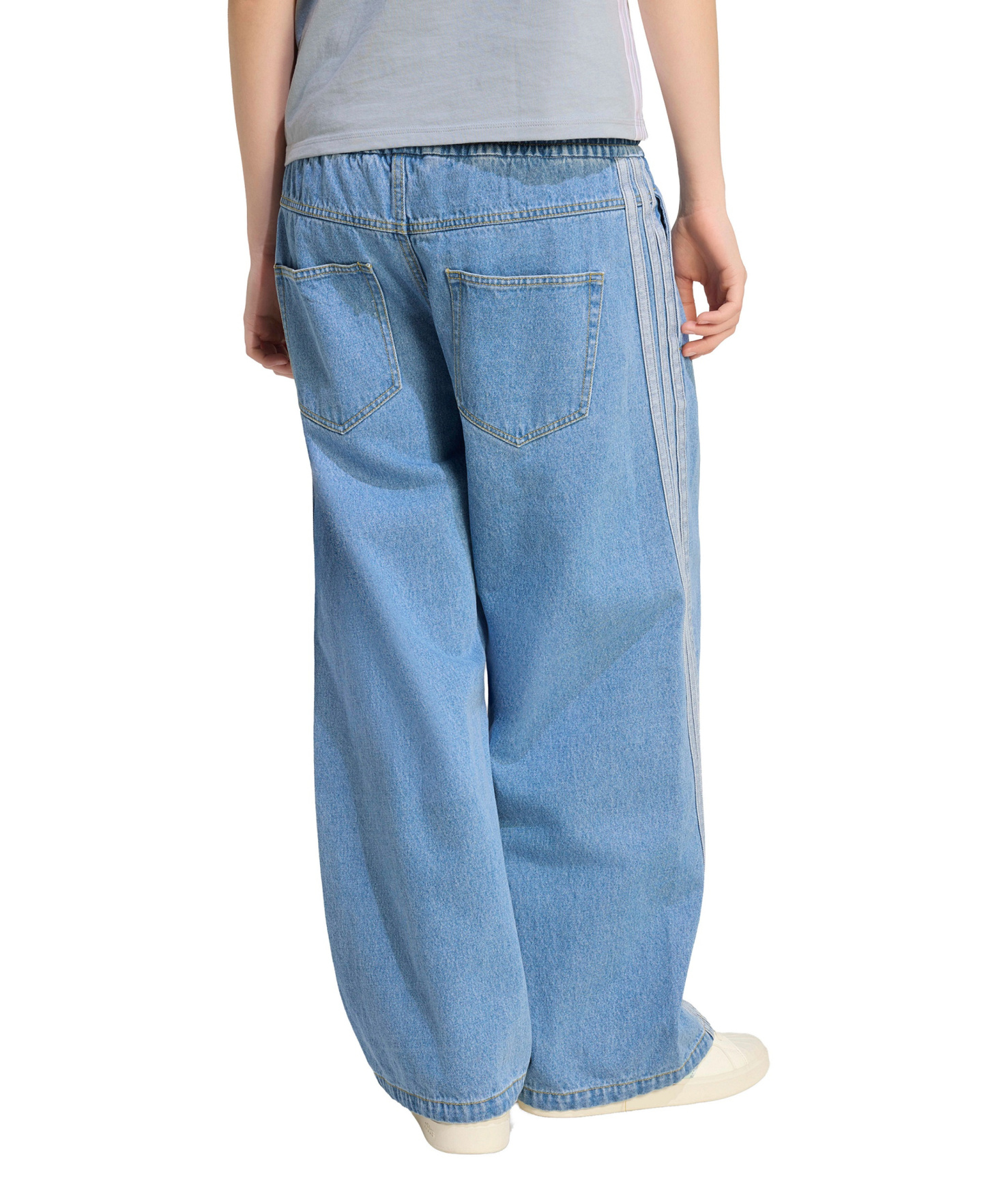 adidas Women's Stadium Washed Denim Loose-Fit Pants - Crystal Sky