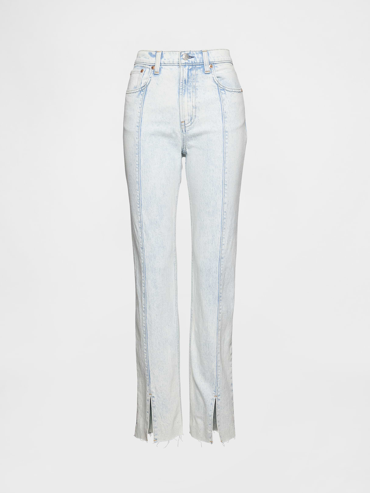 High Rise Twisted-Seam '90s Slim Straight Jeans - Seamed acid wash