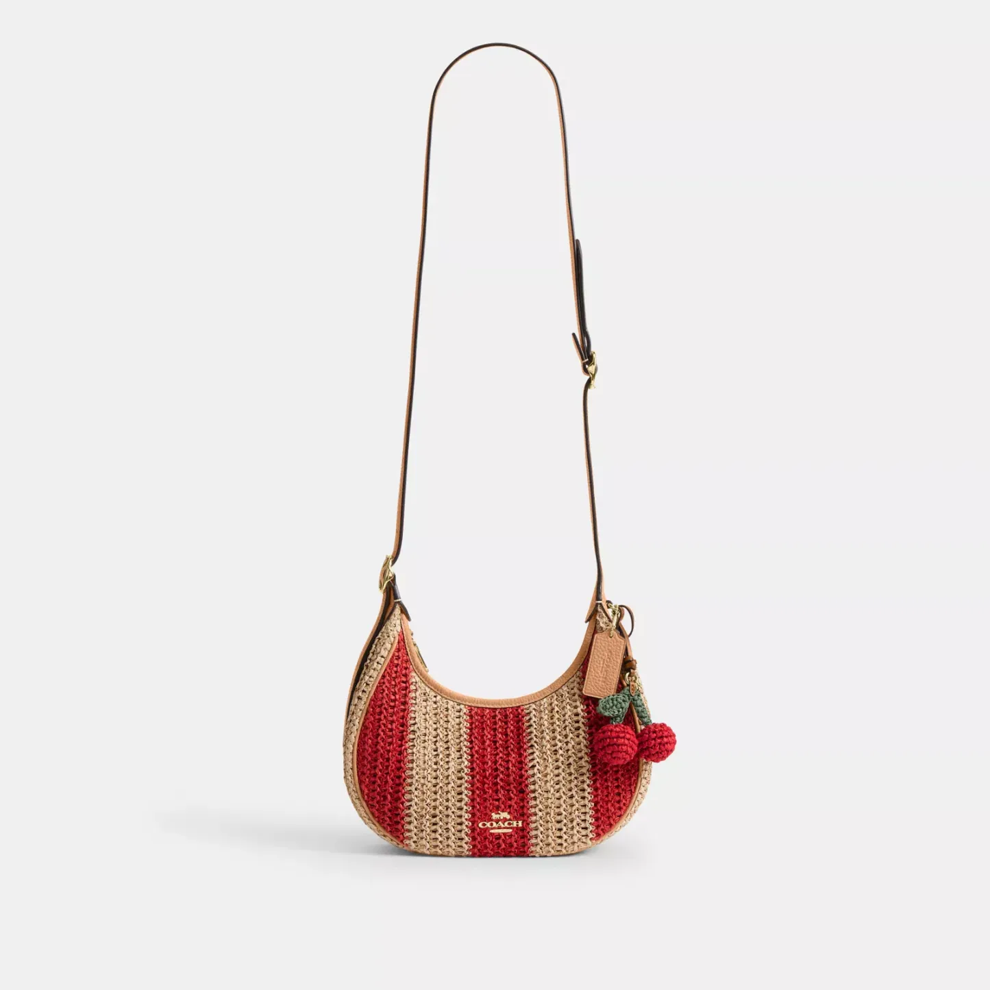 Emily Shoulder Bag With Charm - Gold/Red/Tan - view 9