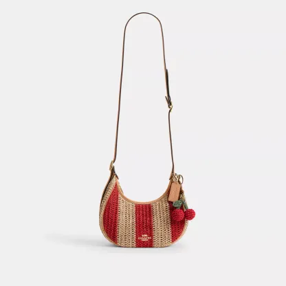 Emily Shoulder Bag With Charm - Gold/Red/Tan - view 9