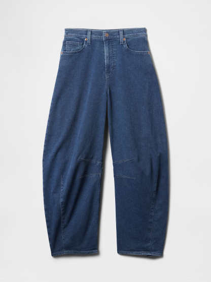 High Rise UltraSoft Crossover Horseshoe Jeans - Medium indigo